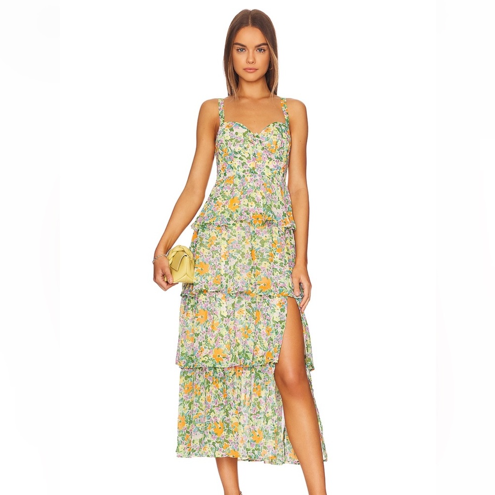 ASTR the label Midsummer Dress Green and Orange Multifloral. Size XS